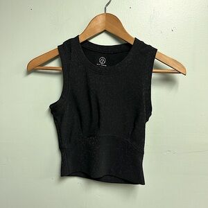 Black Fitted Sleeveless Crop Tank Top
